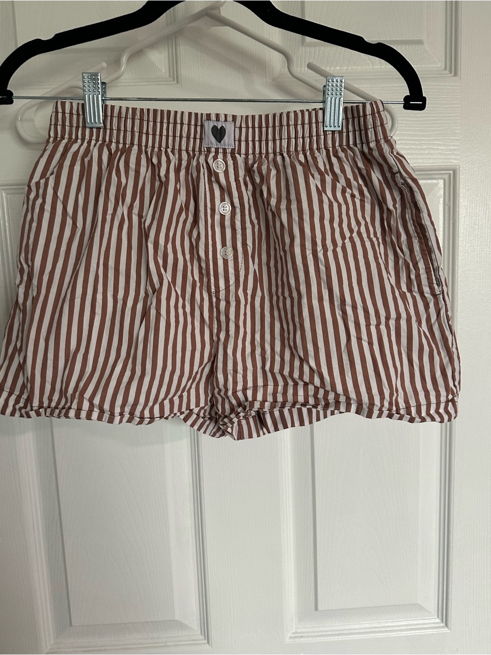 Striped Cotton Sleep Shorts - Rust Stripe